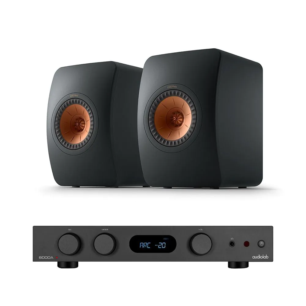 Audiolab 6000A MKII Integrated Amplifier with KEF LS50 Meta Loudspeakers-black-front