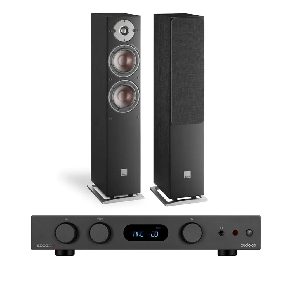 Audiolab 6000A MKII Integrated Amplifier with Dali Oberon 5 Floorstanding Speakers-black-front