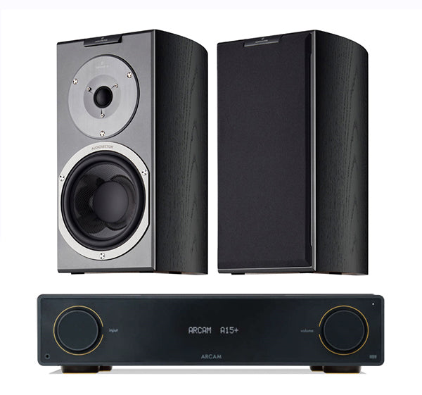 Arcam A15+ + Audiovector R1 Signature inc Cable-black-front