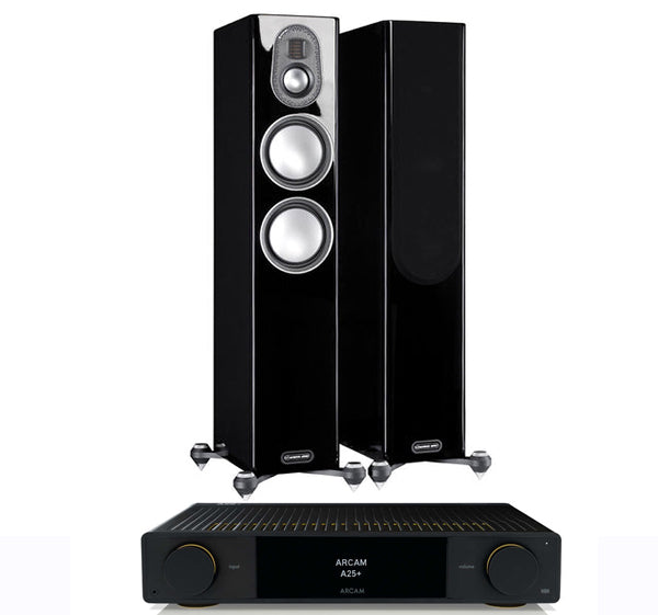 Arcam A25+ + Monitor Audio Gold 200 inc Cable-front-black