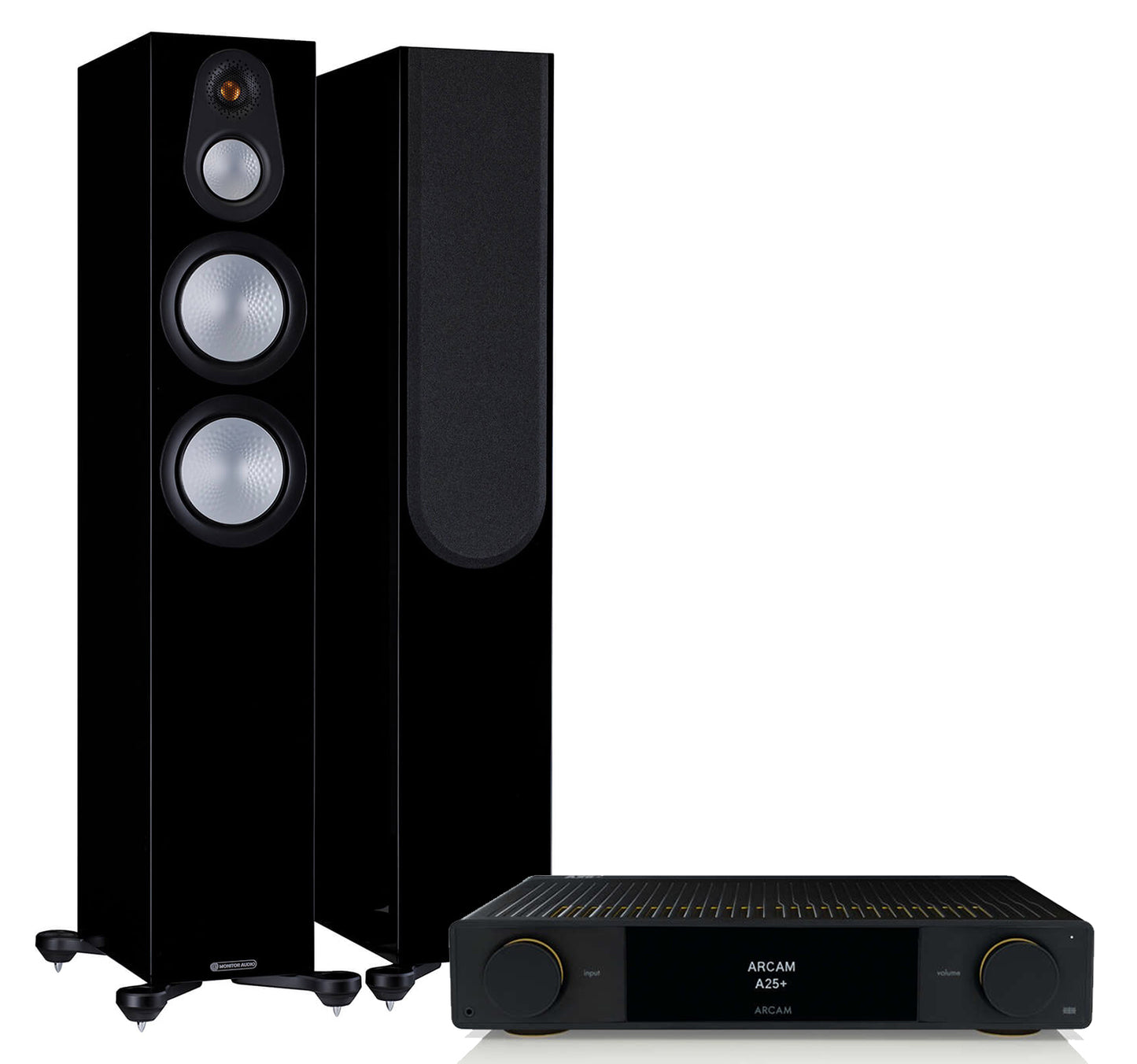 Arcam A25+ + Monitor Audio Silver 300 7G inc Cable-front-black