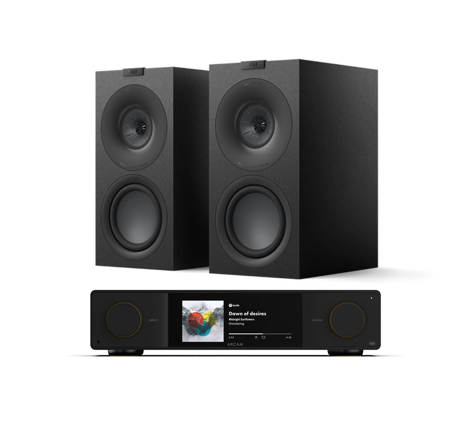 Arcam SA35 + KEF Q Concerto Meta inc Cable-black-front