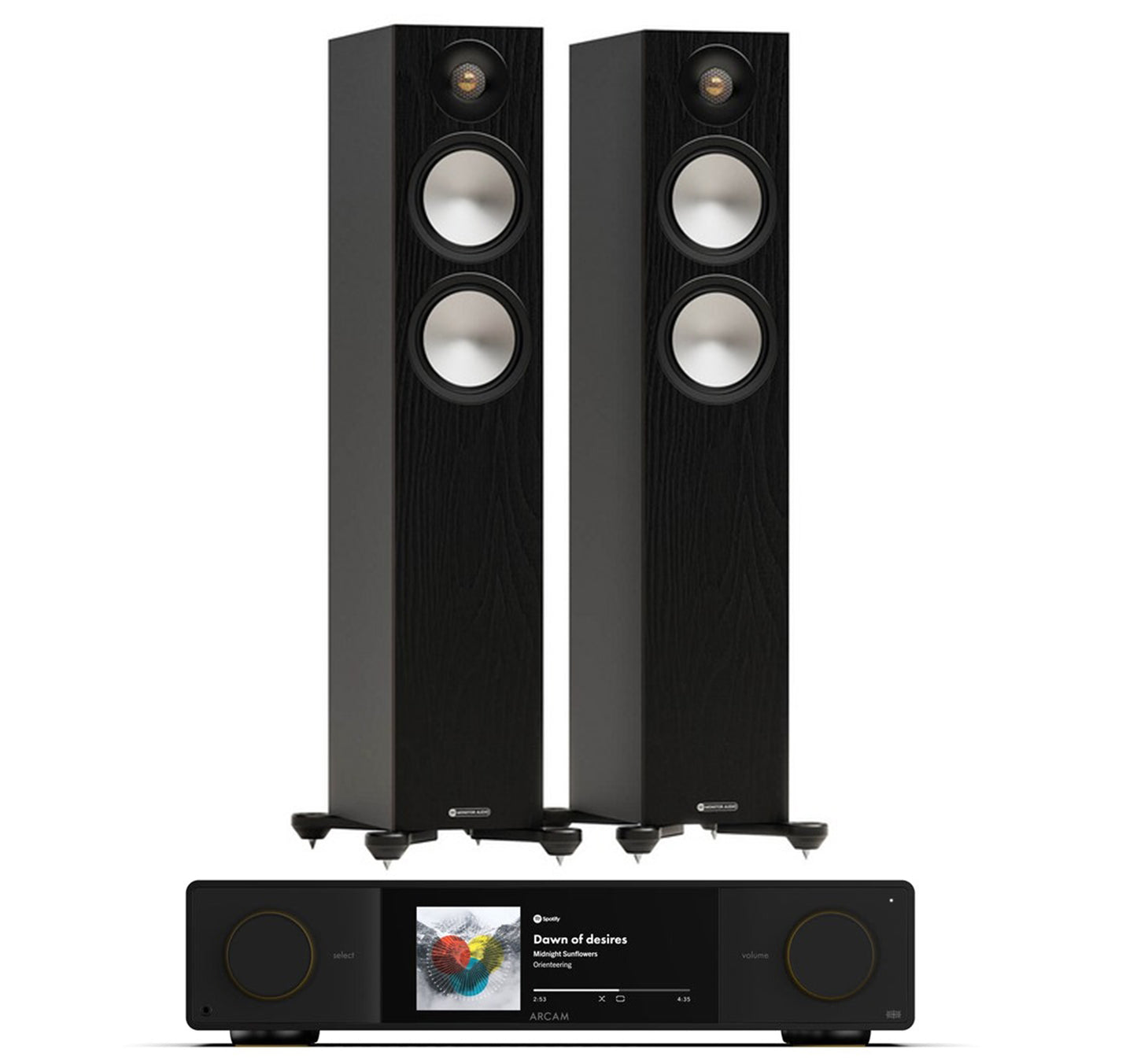 Arcam SA35 + Monitor Audio Bronze 300 7G inc Cable-front-black
