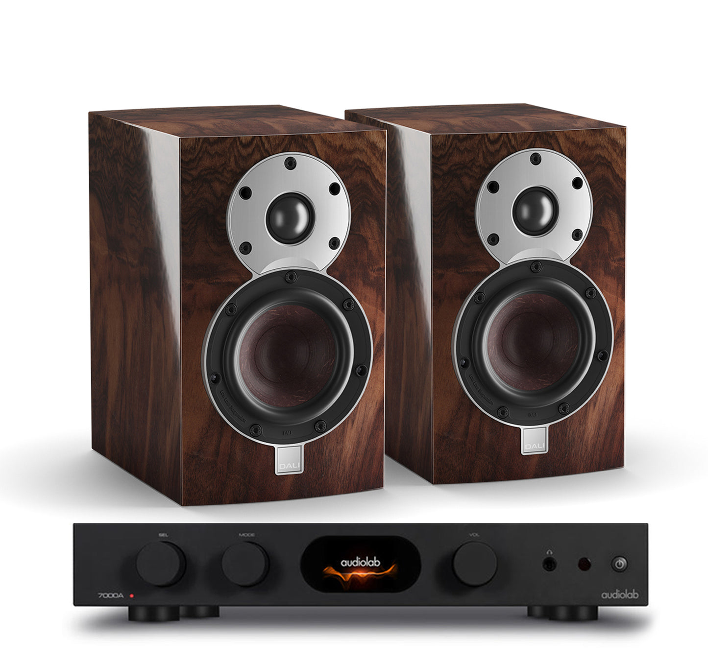 AudioLab 7000A + Dali Menuet SE inc Cable-front