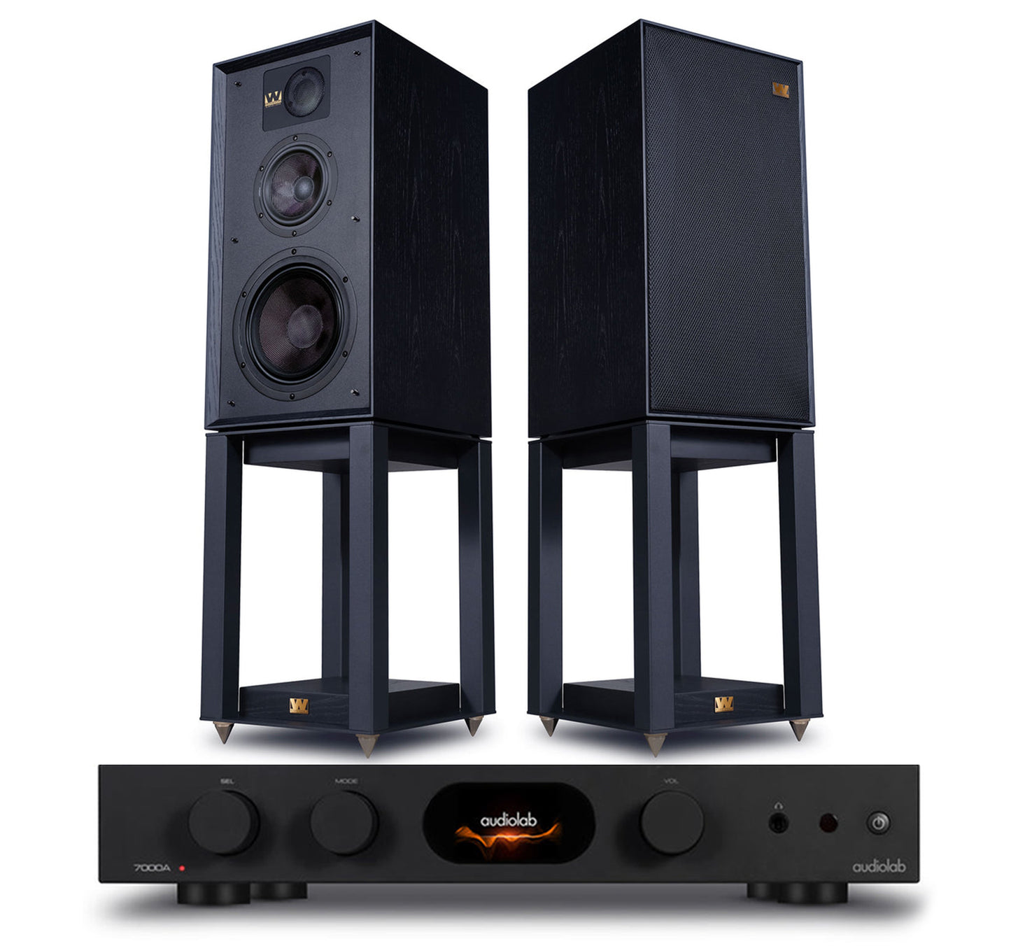 AudioLab 7000A + Wharfedale Linton And Stands inc Cable-black
