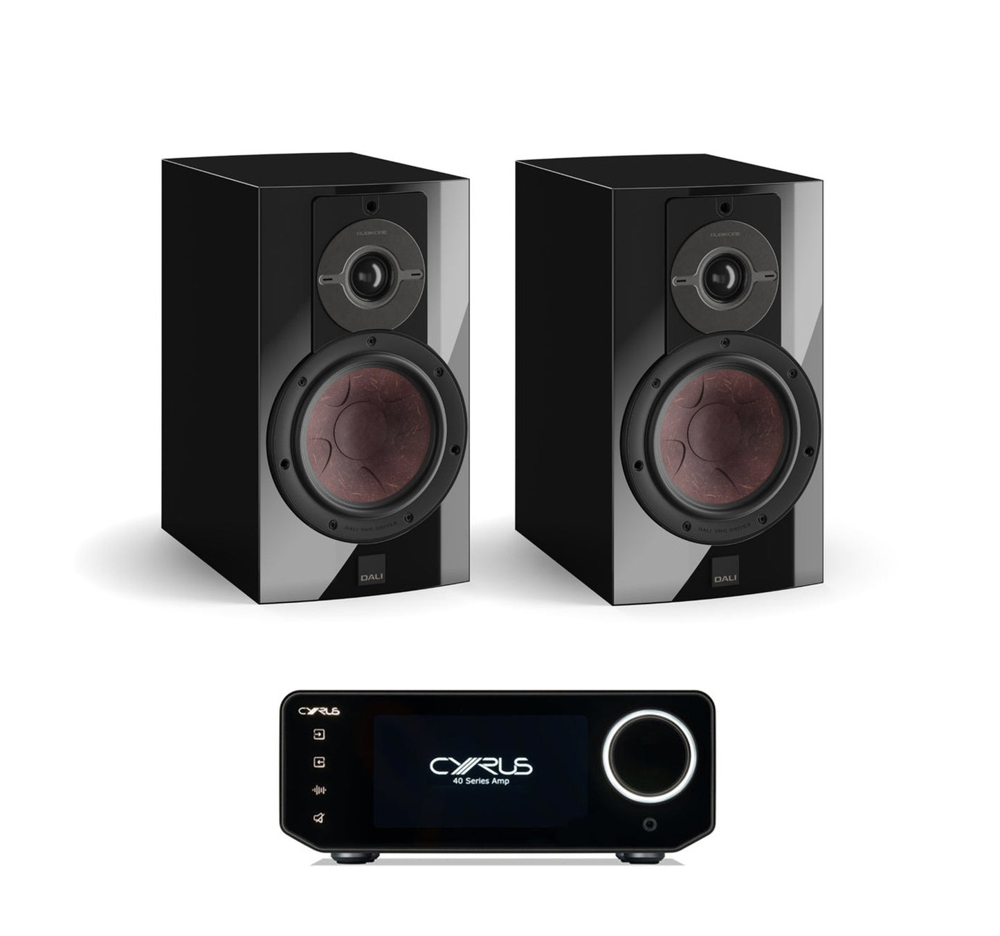 Cyrus Amp 40 + DALI Rubikore 2 inc Cable-front-black