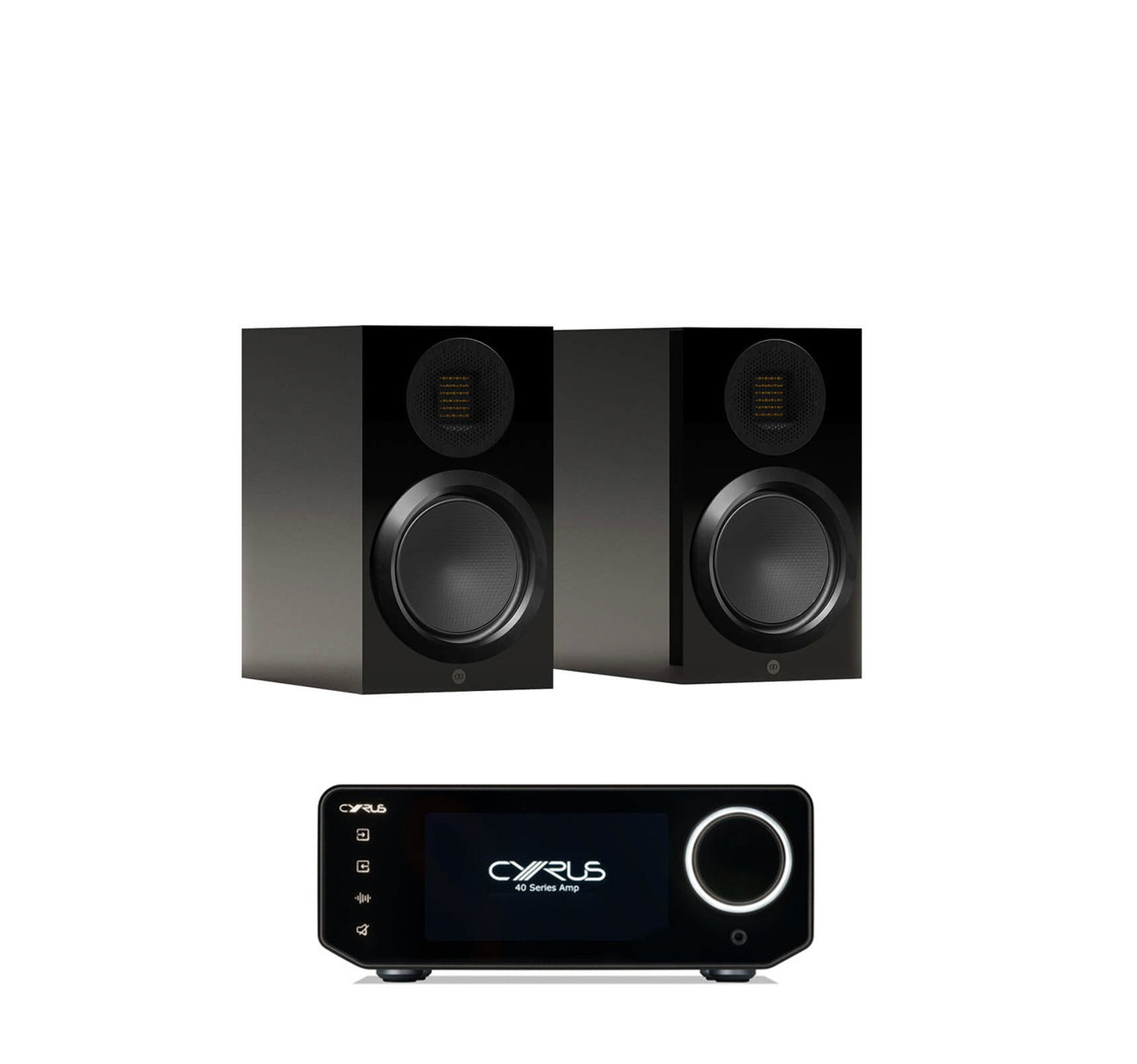 Cyrus Amp 40 + Monitor Audio Gold 50 6G inc Cable-front-black