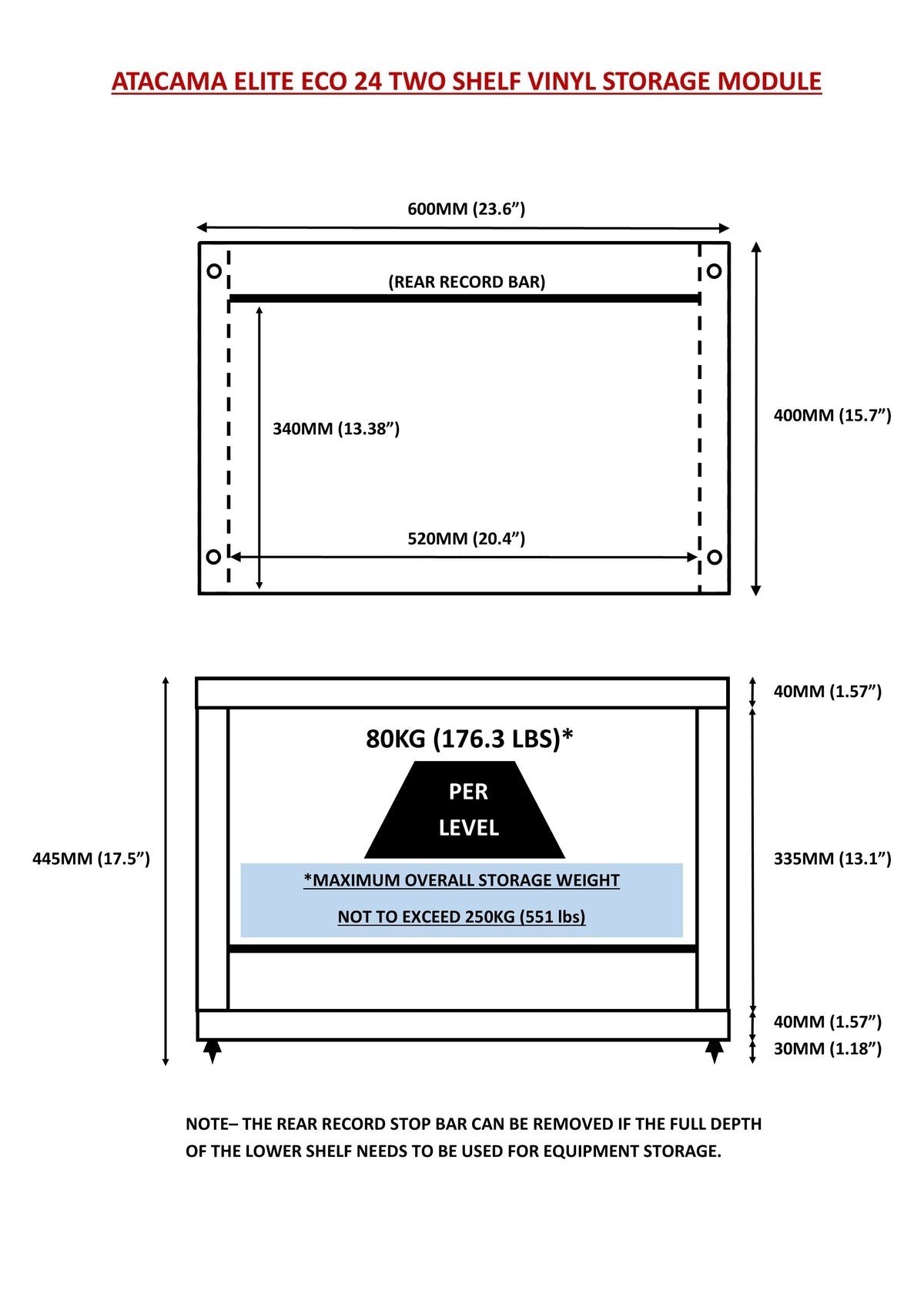 Atacama Elite Eco 24 2 Shelf Vinyl Storage Module