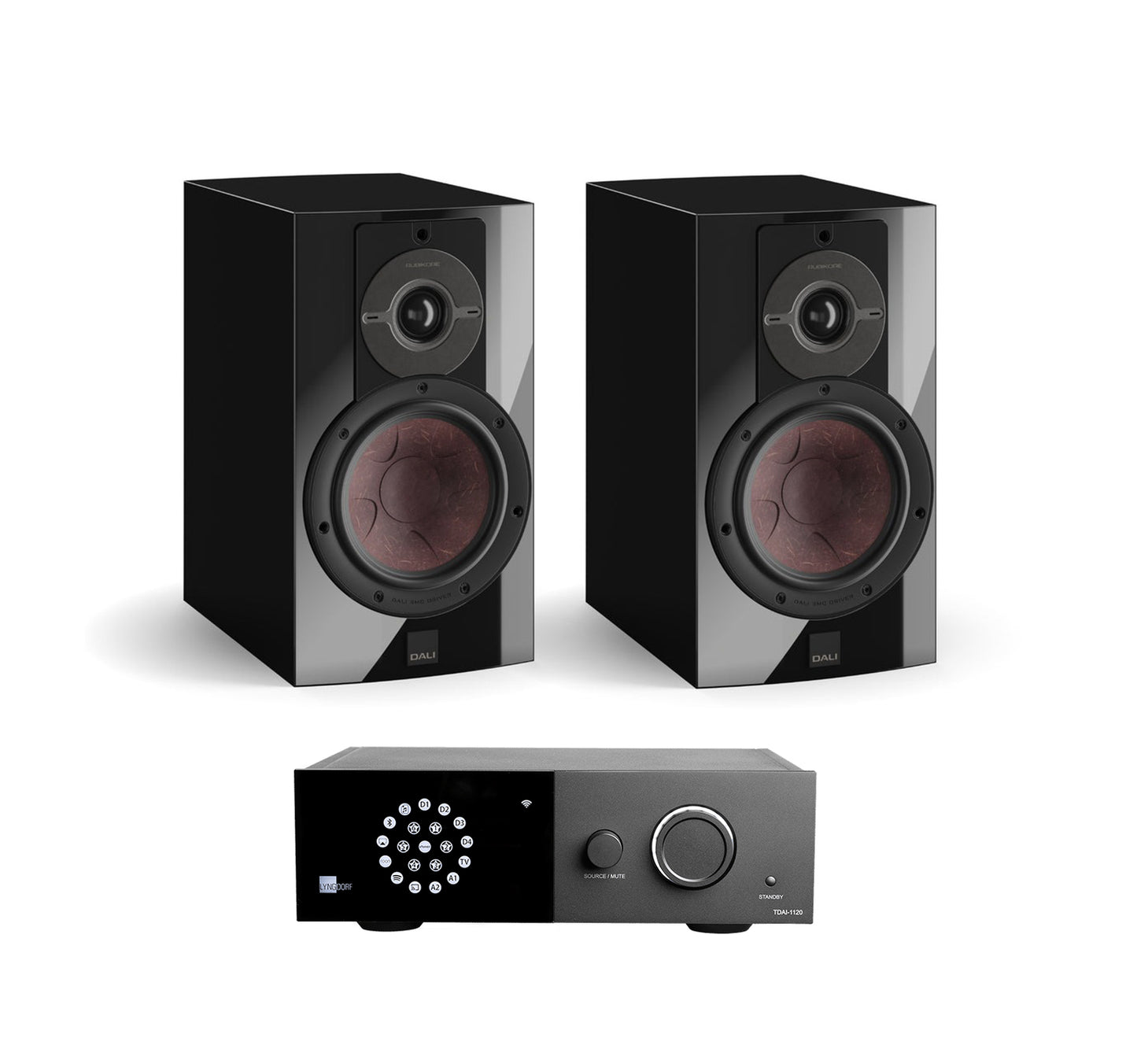 Lyngdorf 1120 + DALI Rubikore 2 inc Cable-front-black