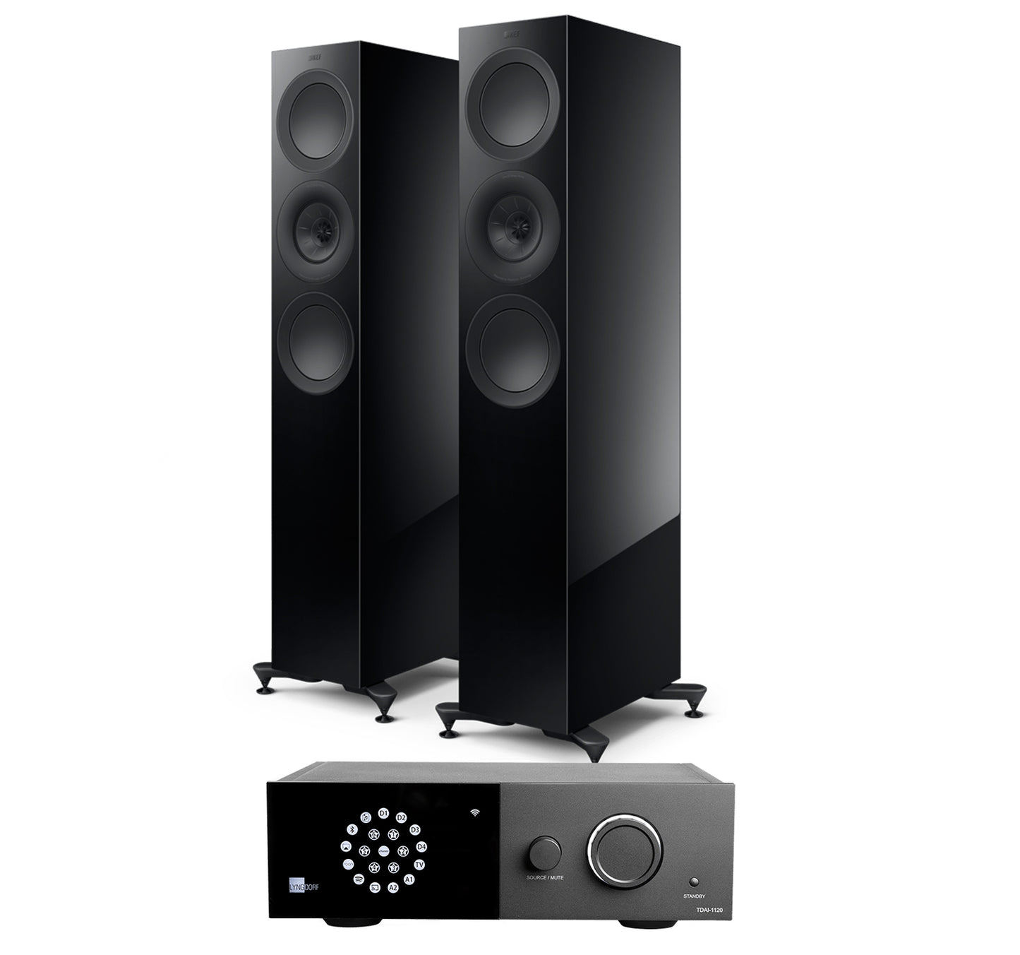 Lyngdorf 1120 + KEF R7 Meta inc Cable-black-front