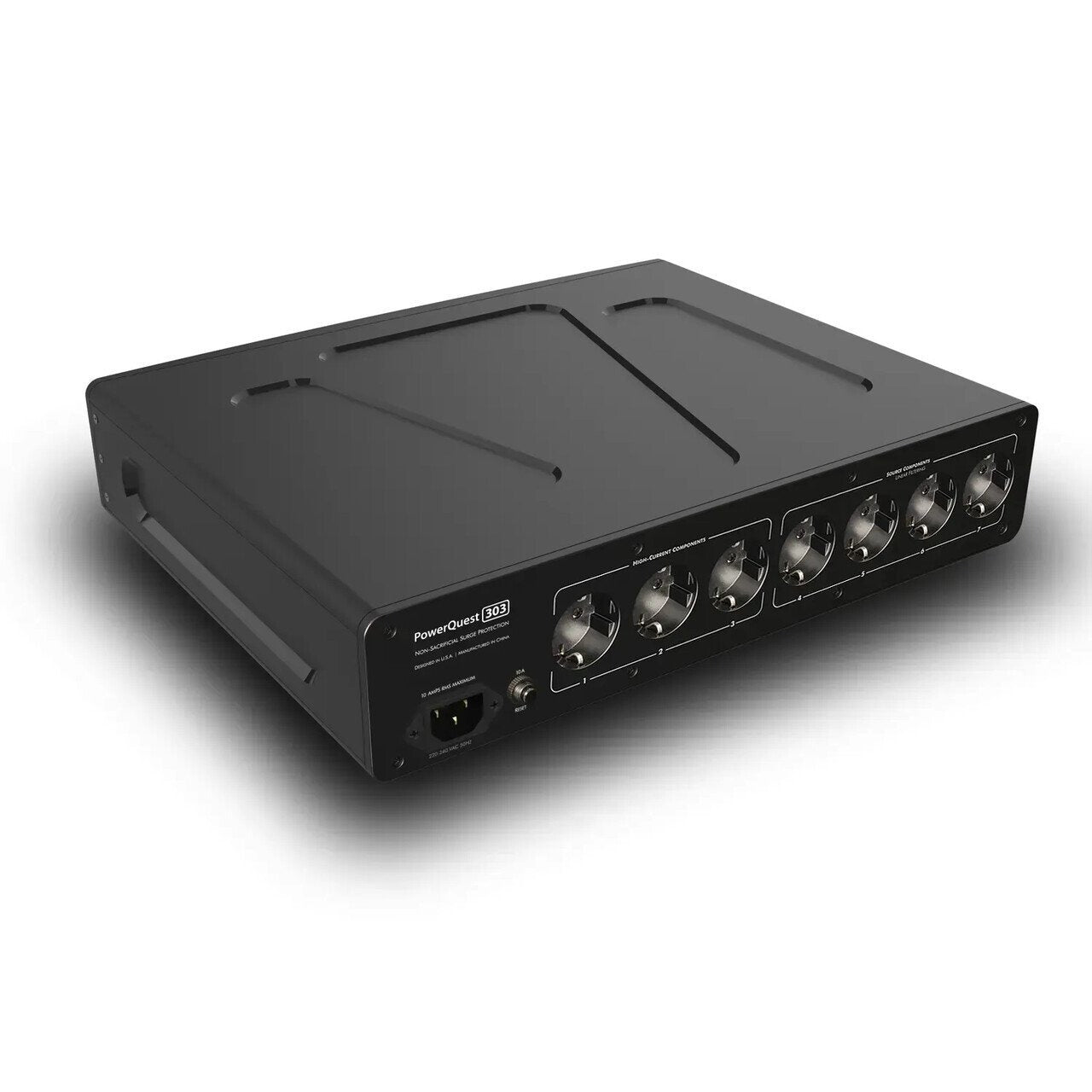 AudioQuest PowerQuest 303 Schuko 12-Outlet Power Conditioner-black-front-top