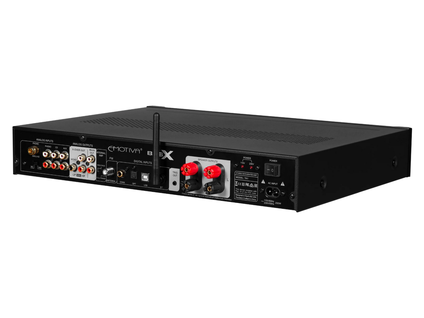 Emotiva BasX TA1 Stereo Preamp/DAC/Tuner With Integrated Amplifier- black - back