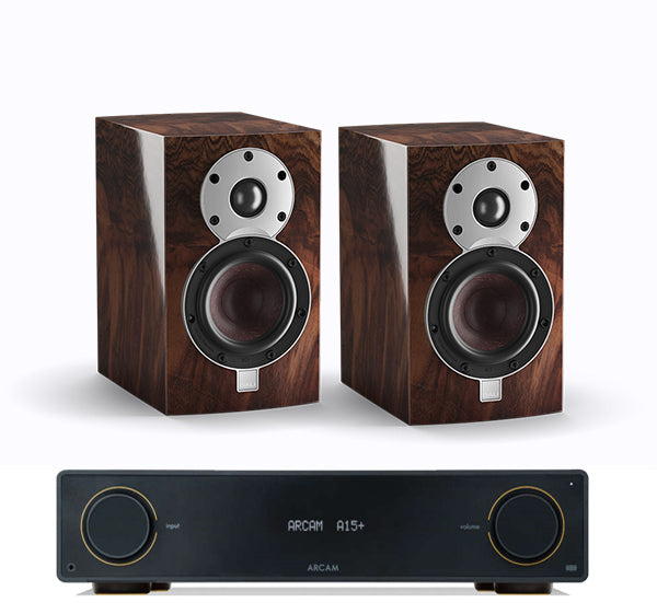 Arcam A15+ + Dali Menuet SE inc Cable-front-black