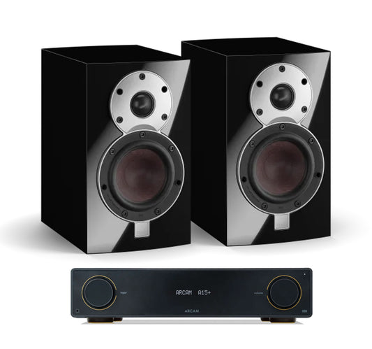 Arcam A15+ + Dali Menuet inc Cable-front-black
