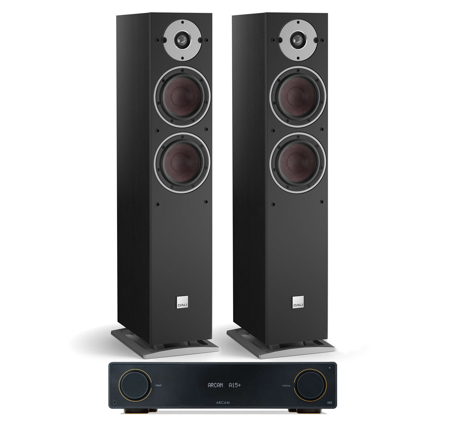 Arcam A15+ + Dali Oberon 5 inc Cable-front-black
