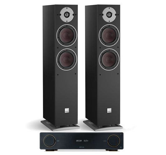 Arcam A15+ + Dali Oberon 5 inc Cable-front-black