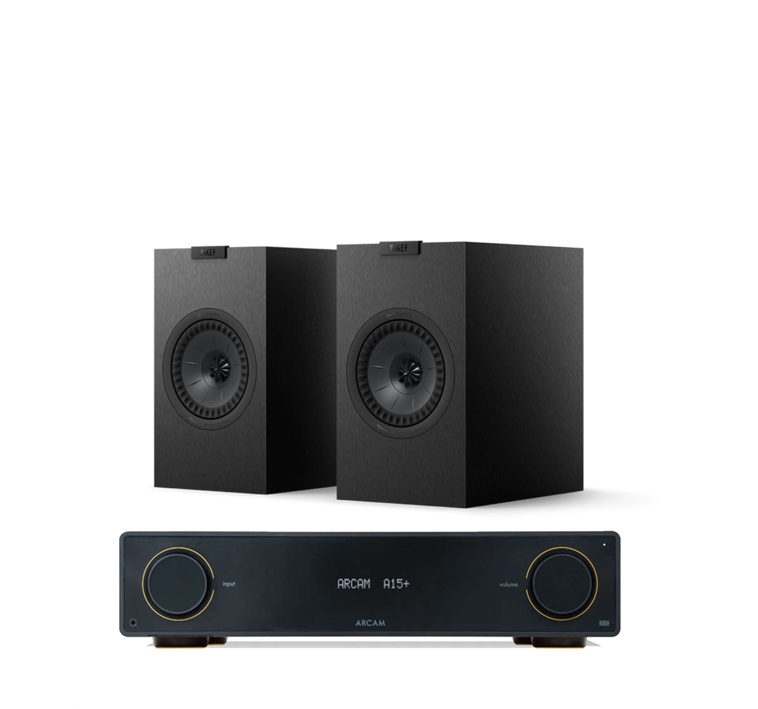 Arcam A15+ + KEF Q1 Meta inc Cable-front-black