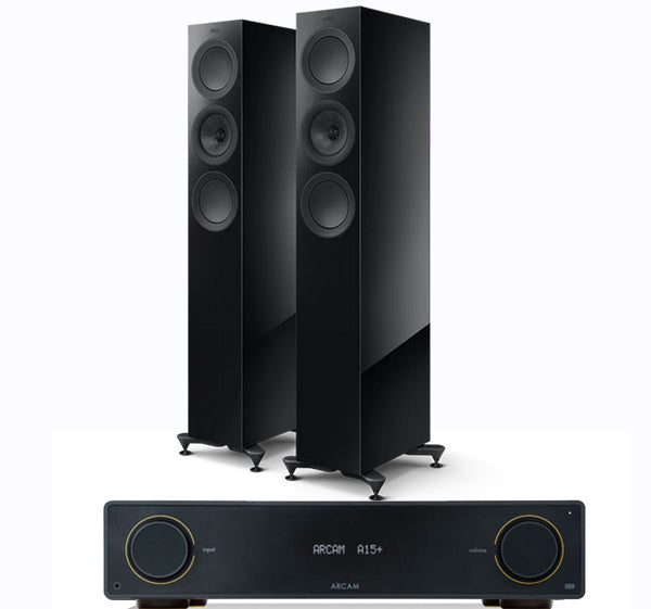 Arcam A15+ + KEF R5 Meta inc Cable-front-black
