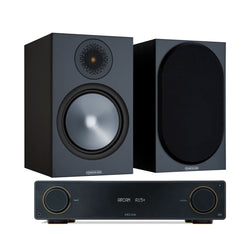Arcam A15+ + Monitor Audio Bronze 100 6G inc Cable-front-black