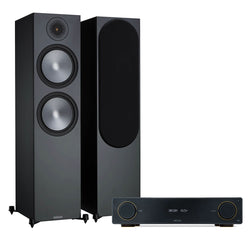 Arcam A15+ + Monitor Audio Bronze 500 6G inc Cable-front-black