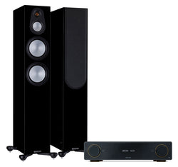 Arcam A15+ + Monitor Audio Silver 300 7G inc Cable-front-black