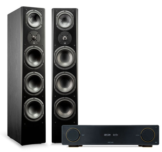 Arcam A15+ + SVS Prime Pinnacle inc Cable-front-black