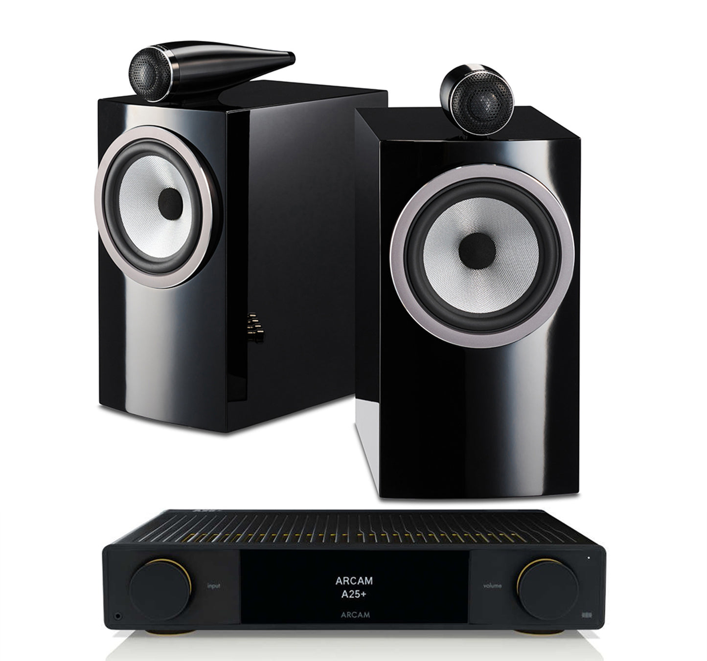 Arcam A25+ + Bowers and Wilkins 705 S3 inc Cable-front-black