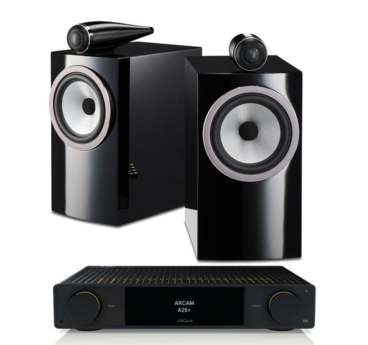 Arcam A25+ + Bowers and Wilkins 705 S3 inc Cable-front-black