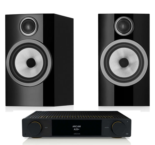 Arcam A25+ + Bowers and Wilkins 706 S3 inc Cable-front-black