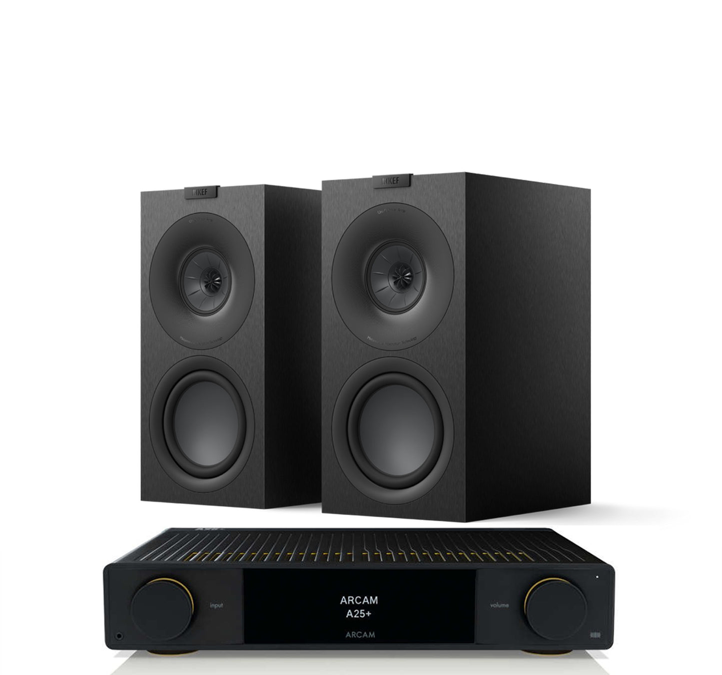Arcam A25+ + KEF Q Concerto Meta inc Cable-front-black