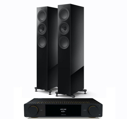 Arcam A25+ + KEF R5 Meta inc Cable-front-black