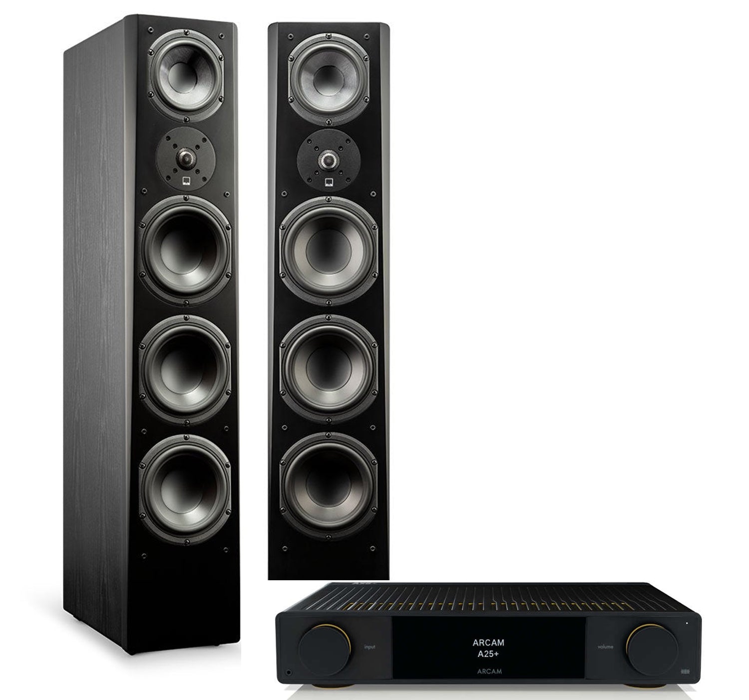 Arcam A25+ + SVS Prime Pinnacle inc Cable-black-front