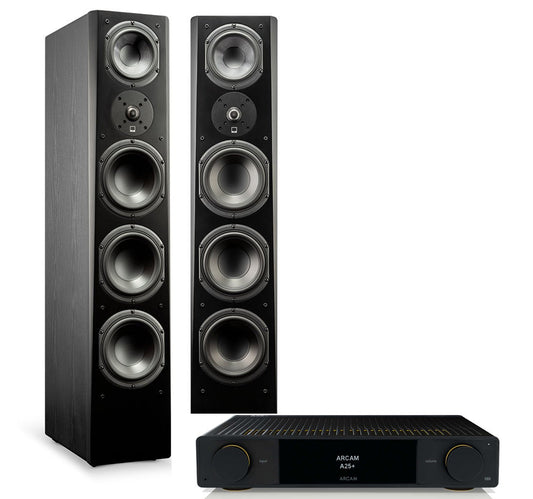 Arcam A25+ + SVS Prime Pinnacle inc Cable-black-front