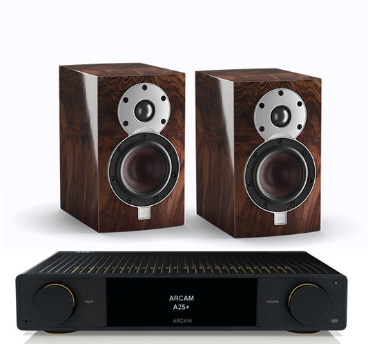 Arcam A25+ + Dali Menuet SE inc Cable-front-black