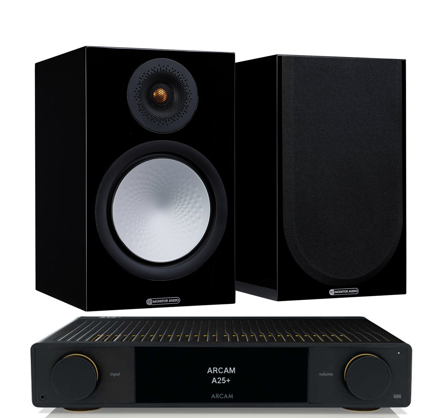 Arcam A25+ + Monitor Audio Silver 100 7G inc Cable-front-black