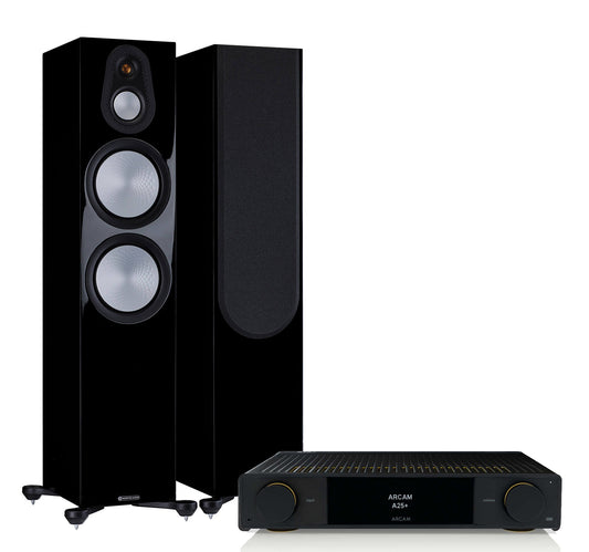 Arcam A25+ + Monitor Audio Silver 500 7G inc Cable-front-black