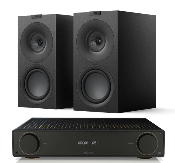 Arcam A5+ + KEF Q Concerto Meta inc Cable-FRONT-BLACK