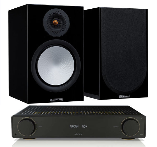 Arcam A5+ + Monitor Audio Silver 100 7G inc Cable-black-front