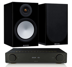 Arcam A5+ + Monitor Audio Silver 100 7G inc Cable-black-front