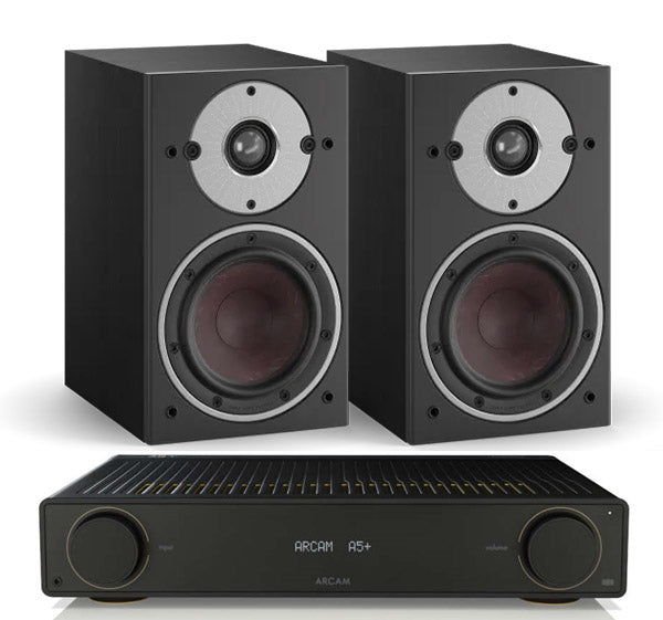 Arcam A5+ + Dali Oberon 1 inc Cable-front-black