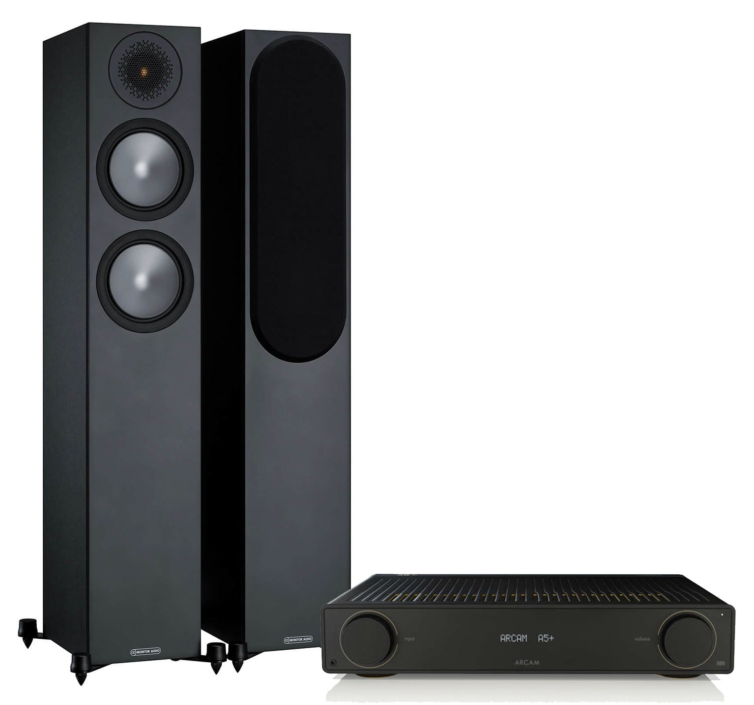 Arcam A5+ + Monitor Audio Bronze 200 6G inc Cable-black-front