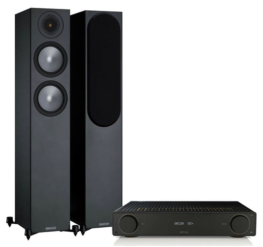 Arcam A5+ + Monitor Audio Bronze 200 6G inc Cable-black-front