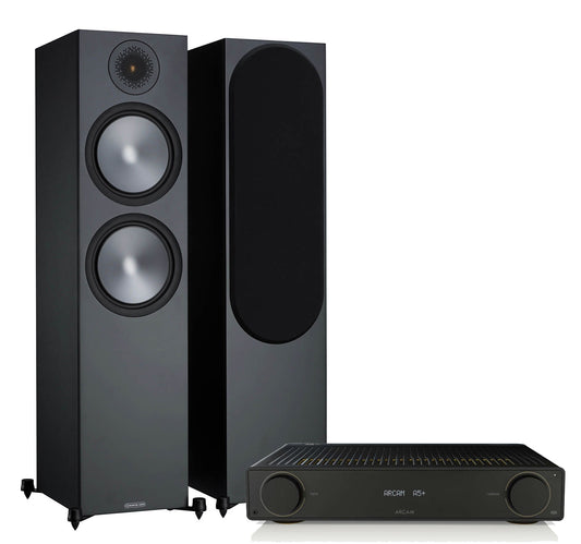Arcam A5+ + Monitor Audio Bronze 500 6G inc Cable-front-black