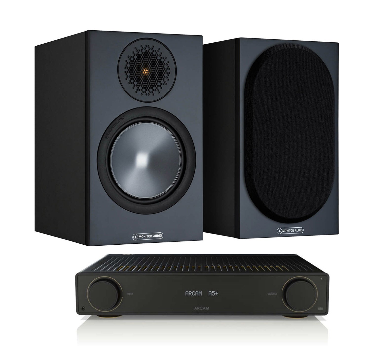Arcam A5+ + Monitor Audio Bronze 50 6G inc Cable-black-front