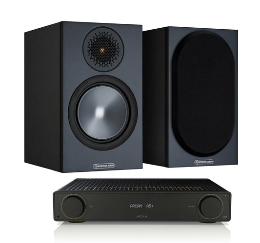 Arcam A5+ + Monitor Audio Bronze 50 6G inc Cable-black-front