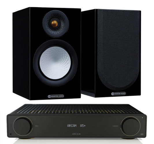 Arcam A5+ + Monitor Audio Silver 50 7G inc Cable-front-black