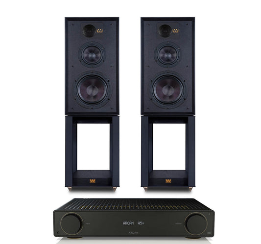 Arcam A5+ + Wharfedale Linton And Stands inc Cable-front-black
