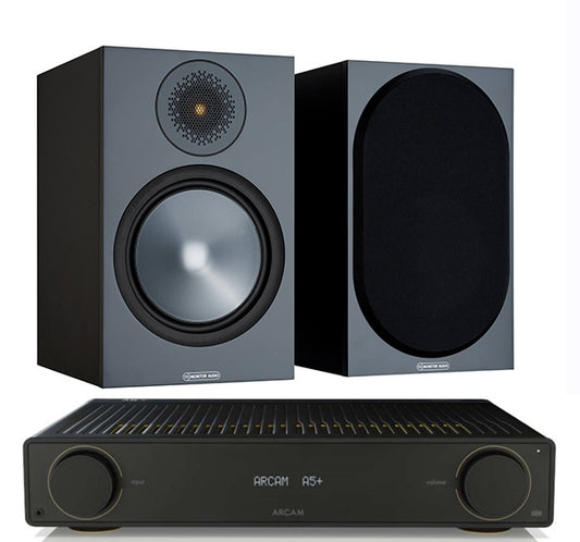 Arcam A5+ + Monitor Audio Bronze 100 6G inc Cable-black-front