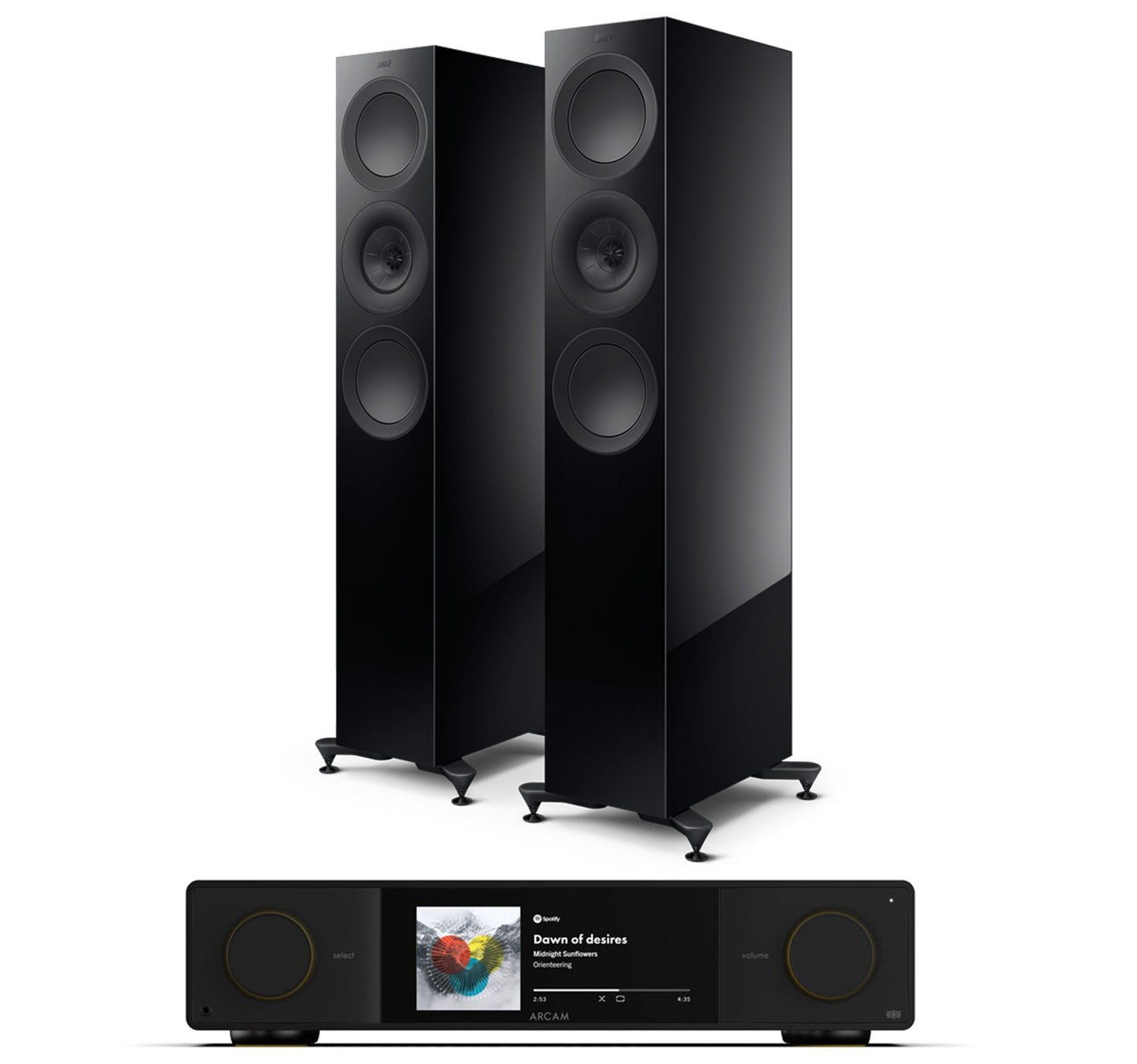 Arcam SA35 + KEF R7 Meta inc Cable-front-black