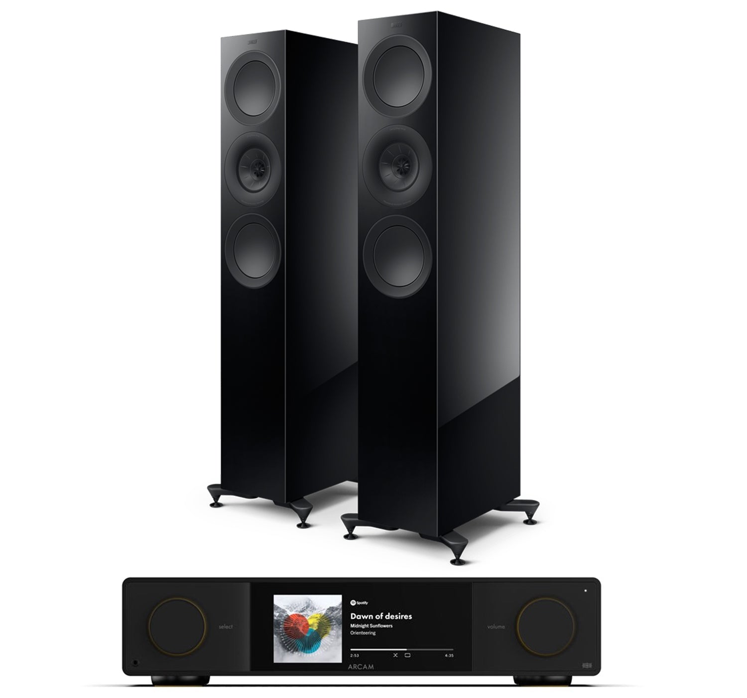 Arcam SA35 + KEF R7 Meta inc Cable-front-black